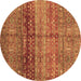 Round Machine Washable Abstract Brown Modern Rug, wshabs3728brn