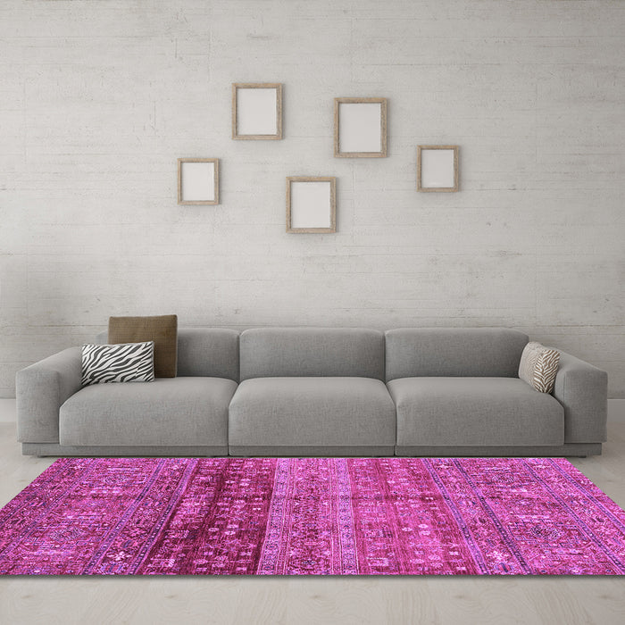 Machine Washable Abstract Purple Modern Area Rugs in a Living Room, wshabs3728pur