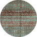 Round Abstract Light Blue Modern Rug, abs3728lblu