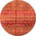 Round Abstract Orange Modern Rug, abs3728org