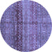 Round Machine Washable Abstract Blue Modern Rug, wshabs3728blu