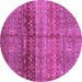 Round Machine Washable Abstract Purple Modern Area Rugs, wshabs3728pur