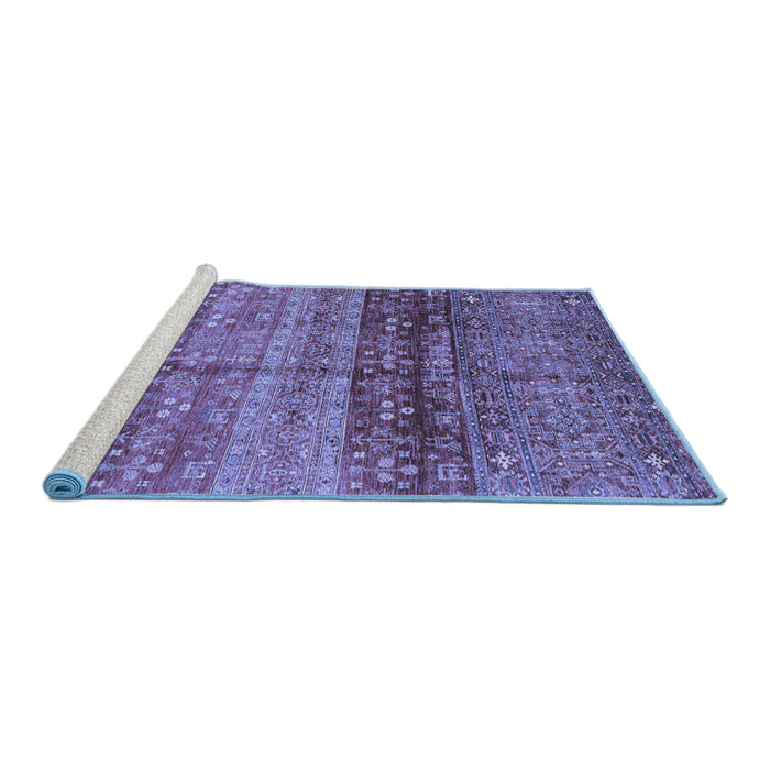 Sideview of Machine Washable Abstract Blue Modern Rug, wshabs3728blu