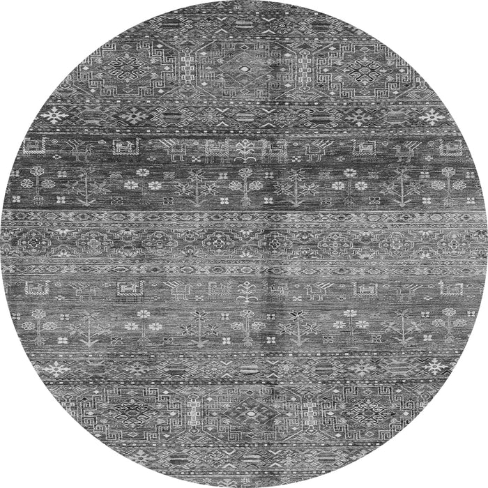 Round Machine Washable Abstract Gray Modern Rug, wshabs3728gry