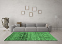 Machine Washable Abstract Emerald Green Modern Rug, wshabs3728emgrn