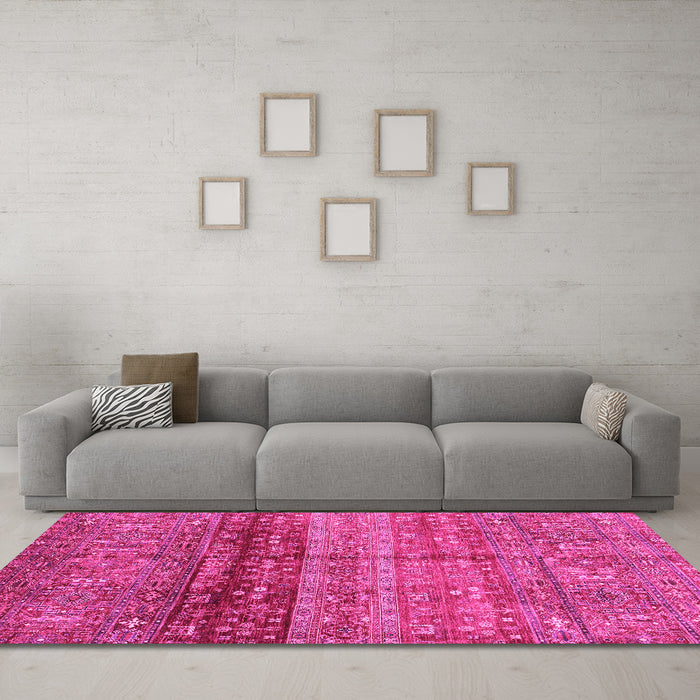 Machine Washable Abstract Pink Modern Rug in a Living Room, wshabs3728pnk