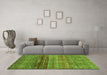 Machine Washable Abstract Green Modern Area Rugs in a Living Room,, wshabs3728grn