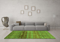 Machine Washable Abstract Green Modern Rug, wshabs3728grn