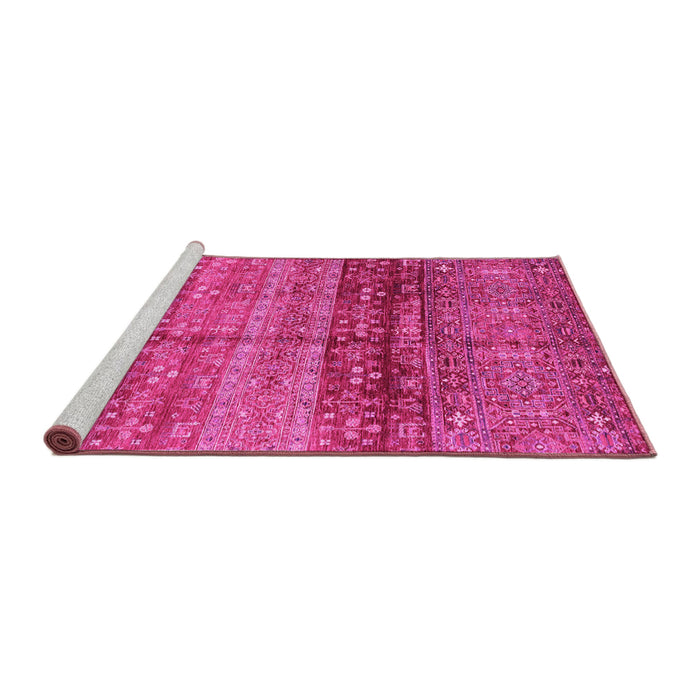 Sideview of Machine Washable Abstract Pink Modern Rug, wshabs3728pnk