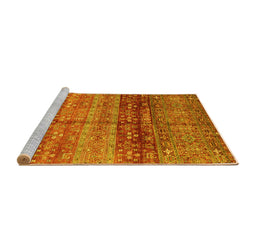 Sideview of Machine Washable Abstract Yellow Modern Rug, wshabs3728yw
