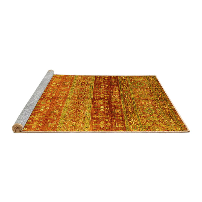 Sideview of Machine Washable Abstract Yellow Modern Rug, wshabs3728yw