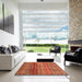 Square Abstract Orange Modern Rug in a Living Room, abs3728