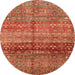 Round Machine Washable Abstract Orange Rug, wshabs3728