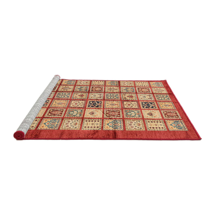 Sideview of Machine Washable Abstract Red Rug, wshabs3729
