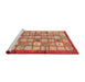 Sideview of Machine Washable Abstract Red Rug, wshabs3729