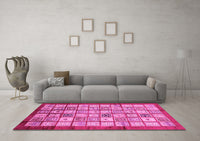 Machine Washable Abstract Pink Modern Rug, wshabs3729pnk