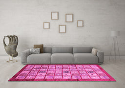 Machine Washable Abstract Pink Modern Rug in a Living Room, wshabs3729pnk