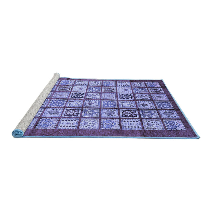 Sideview of Machine Washable Abstract Blue Modern Rug, wshabs3729blu