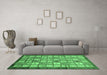 Machine Washable Abstract Emerald Green Modern Area Rugs in a Living Room,, wshabs3729emgrn