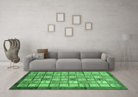 Machine Washable Abstract Emerald Green Modern Rug, wshabs3729emgrn