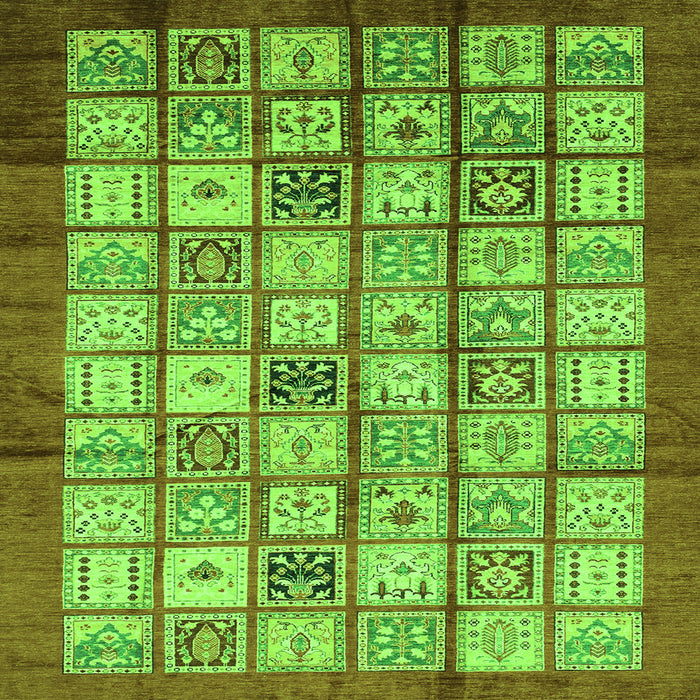 Square Abstract Green Modern Rug, abs3729grn