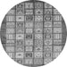 Round Machine Washable Abstract Gray Modern Rug, wshabs3729gry