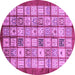 Round Machine Washable Abstract Purple Modern Area Rugs, wshabs3729pur