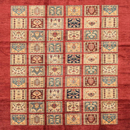 Square Abstract Red Modern Rug, abs3729