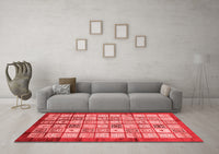 Machine Washable Abstract Red Modern Rug, wshabs3729red