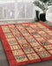 Abstract Red Modern Rug in Family Room, abs3729