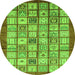 Round Abstract Green Modern Rug, abs3729grn