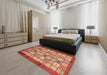 Abstract Red Modern Rug in a Bedroom, abs3729