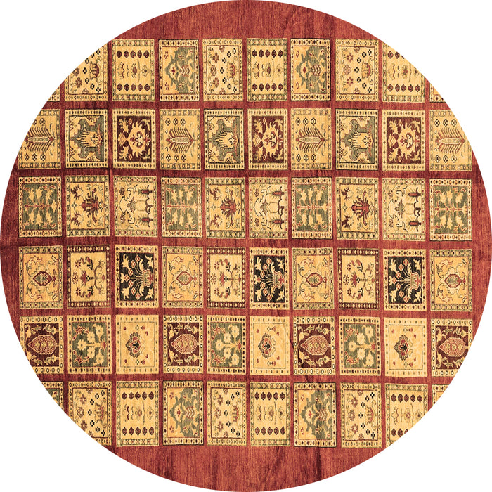 Round Abstract Brown Modern Rug, abs3729brn