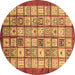 Round Abstract Brown Modern Rug, abs3729brn