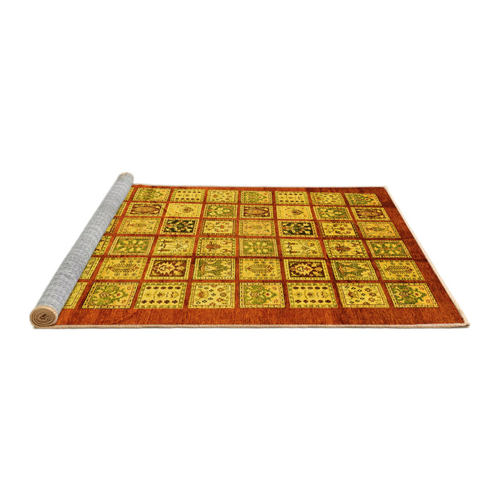 Sideview of Machine Washable Abstract Yellow Modern Rug, wshabs3729yw