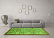 Machine Washable Abstract Green Modern Area Rugs in a Living Room,, wshabs3729grn