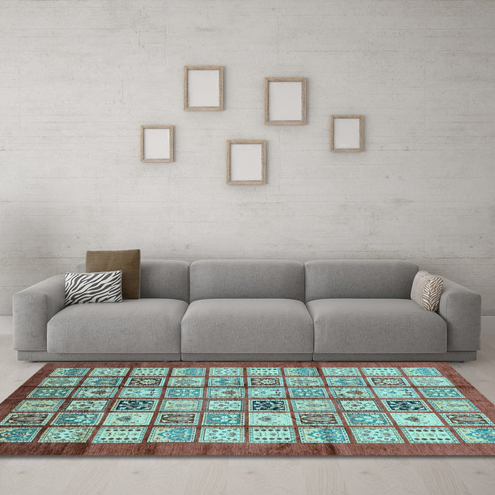 Machine Washable Abstract Light Blue Modern Rug in a Living Room, wshabs3729lblu
