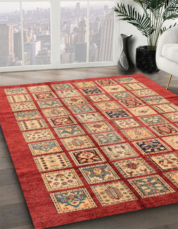 Machine Washable Abstract Red Rug in a Family Room, wshabs3729