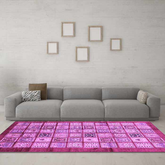 Machine Washable Abstract Purple Modern Area Rugs in a Living Room, wshabs3729pur