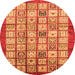 Round Abstract Orange Modern Rug, abs3729org