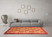 Machine Washable Abstract Orange Modern Rug, wshabs3729org