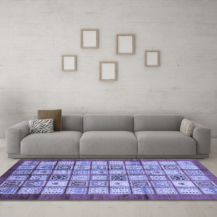 Machine Washable Abstract Blue Modern Rug in a Living Room, wshabs3729blu