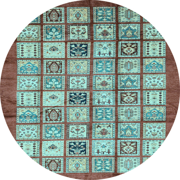 Round Abstract Light Blue Modern Rug, abs3729lblu