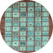 Round Abstract Light Blue Modern Rug, abs3729lblu