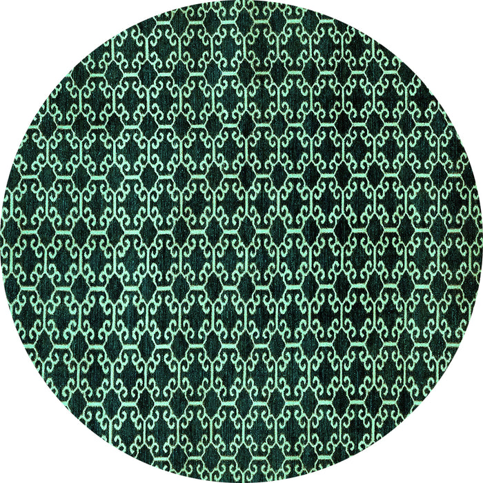 Round Abstract Turquoise Modern Rug, abs372turq