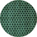 Round Abstract Turquoise Modern Rug, abs372turq