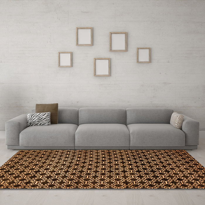 Machine Washable Abstract Orange Modern Area Rugs in a Living Room, wshabs372org