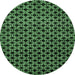 Round Machine Washable Abstract Emerald Green Modern Area Rugs, wshabs372emgrn