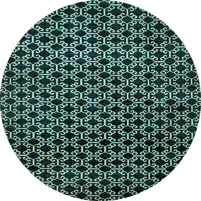 Round Abstract Light Blue Modern Rug, abs372lblu