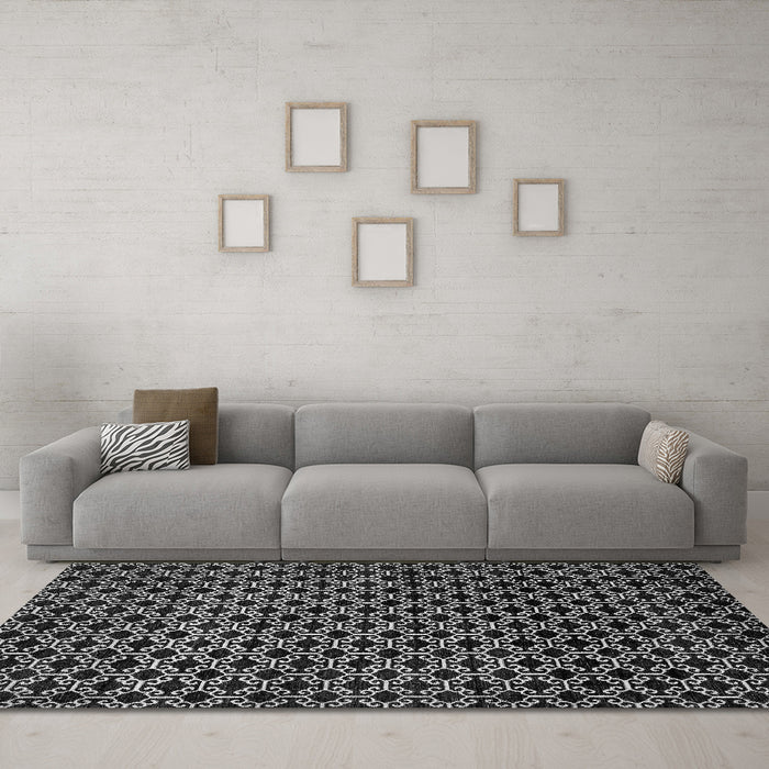 Machine Washable Abstract Gray Modern Rug in a Living Room,, wshabs372gry